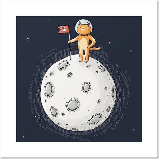 Cat on the moon Wall Art by Tania Tania